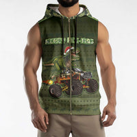 Dinosaur Christmas Sleeveless Zip Hoodie Merry Rexmas - Wonder Print Shop