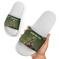 Dinosaur Christmas Slide Sandals Merry Rexmas - Wonder Print Shop