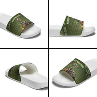 Dinosaur Christmas Slide Sandals Merry Rexmas - Wonder Print Shop