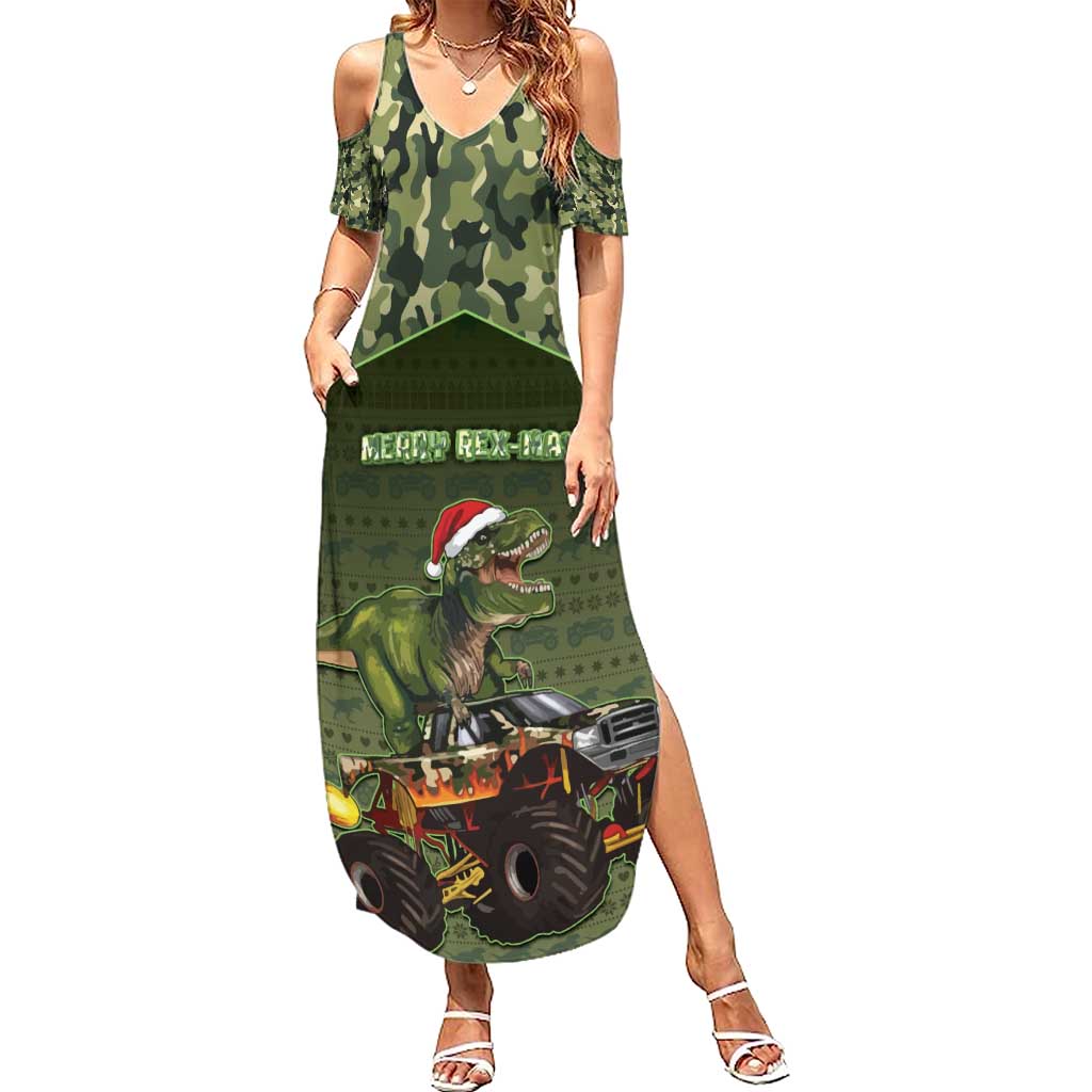 Dinosaur Christmas Summer Maxi Dress Merry Rexmas - Wonder Print Shop