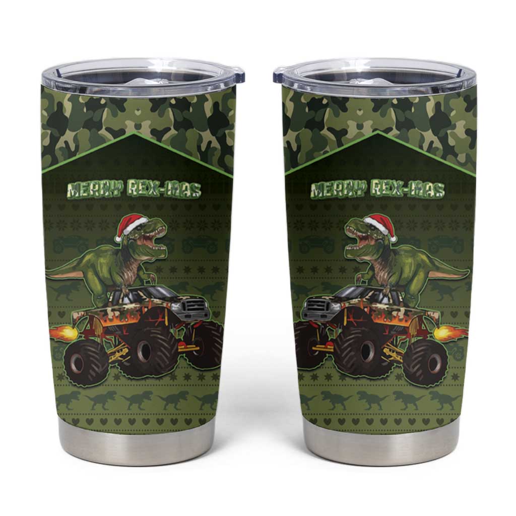 Dinosaur Christmas Tumbler Cup Merry Rexmas - Wonder Print Shop