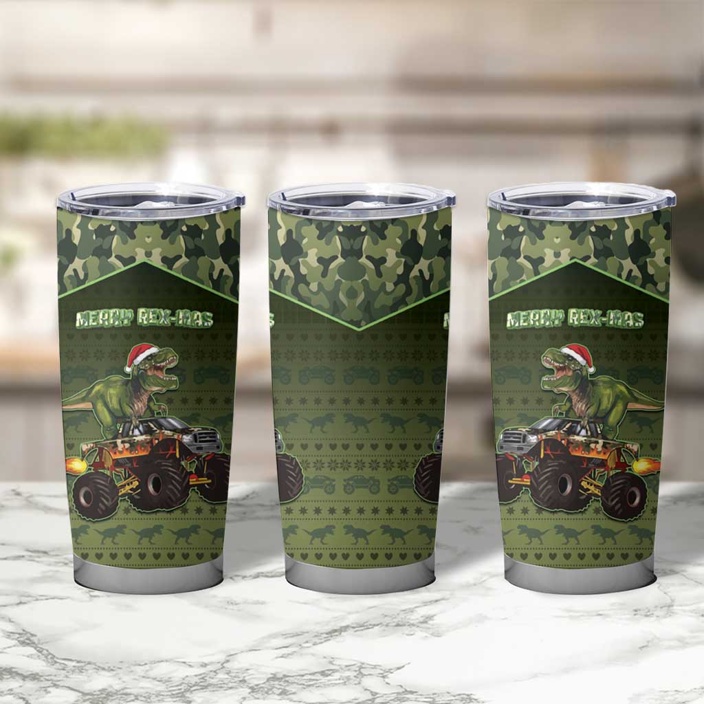 Dinosaur Christmas Tumbler Cup Merry Rexmas - Wonder Print Shop