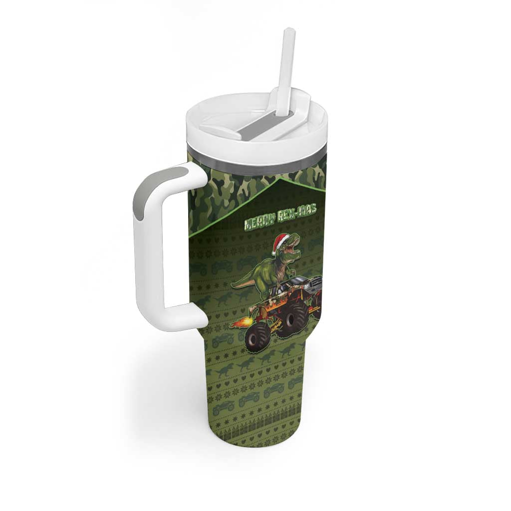 Dinosaur Christmas Tumbler With Handle Merry Rexmas - Wonder Print Shop