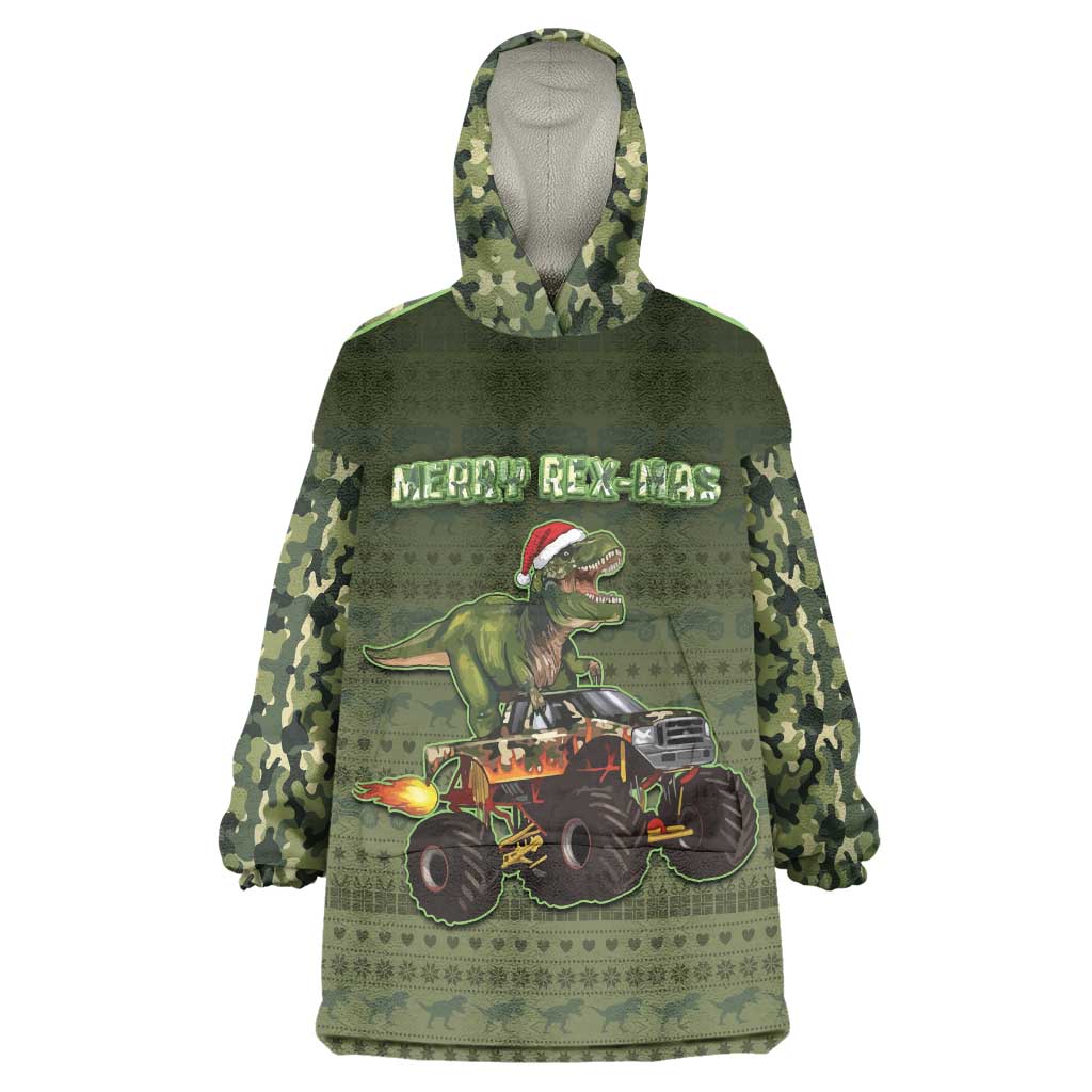 Dinosaur Christmas Wearable Blanket Hoodie Merry Rexmas - Wonder Print Shop