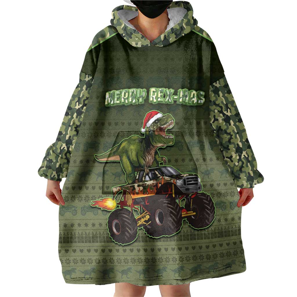Dinosaur Christmas Wearable Blanket Hoodie Merry Rexmas - Wonder Print Shop