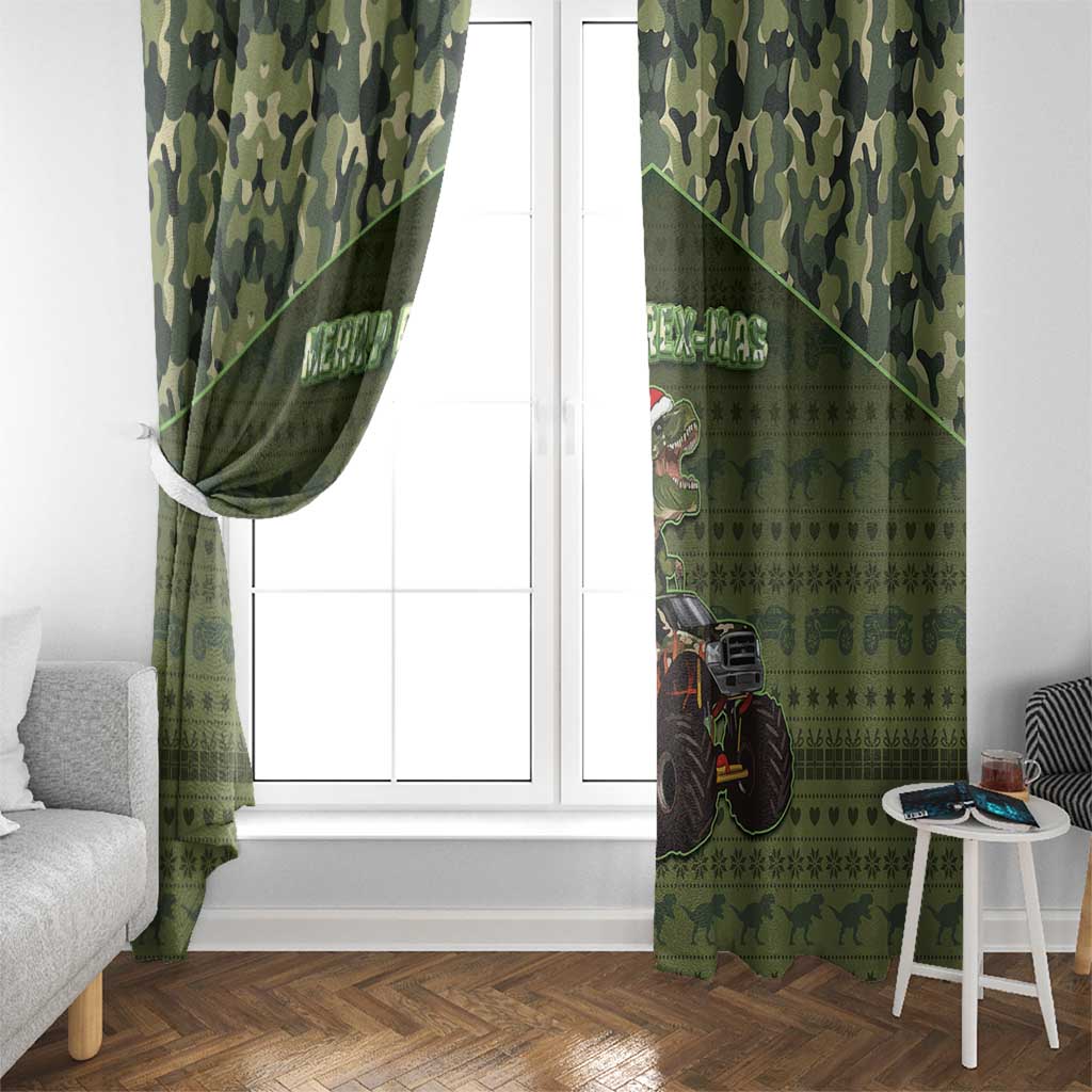 Dinosaur Christmas Window Curtain Merry Rexmas - Wonder Print Shop