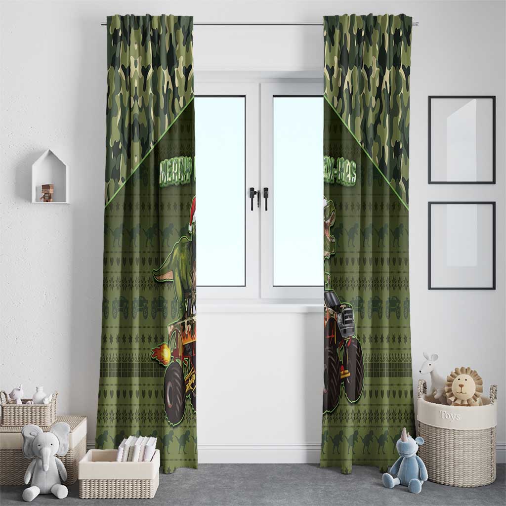 Dinosaur Christmas Window Curtain Merry Rexmas - Wonder Print Shop