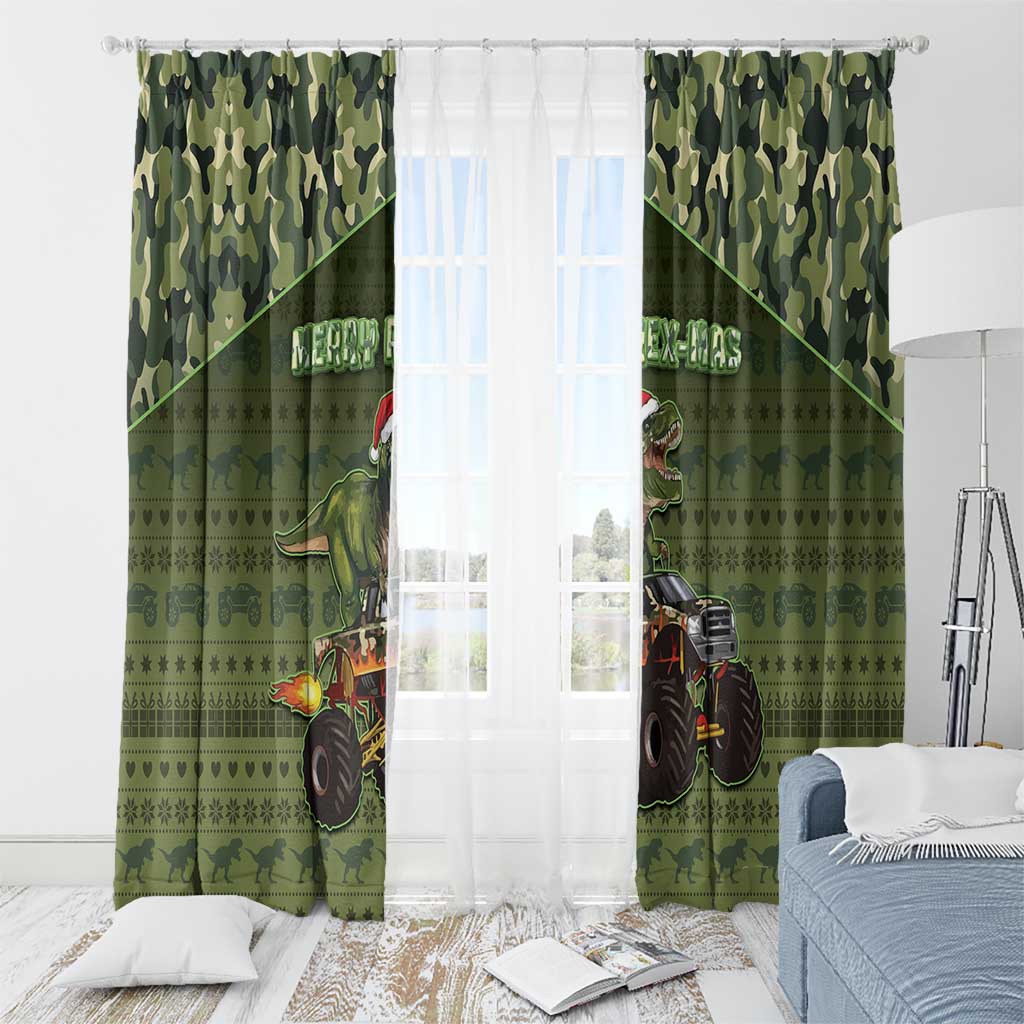 Dinosaur Christmas Window Curtain Merry Rexmas - Wonder Print Shop