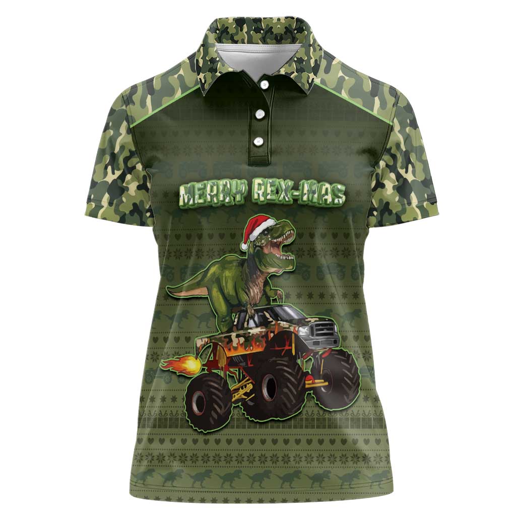 Dinosaur Christmas Women Polo Shirt Merry Rexmas - Wonder Print Shop