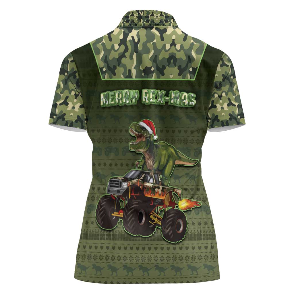 Dinosaur Christmas Women Polo Shirt Merry Rexmas - Wonder Print Shop