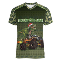Dinosaur Christmas Women V-Neck T-Shirt Merry Rexmas - Wonder Print Shop