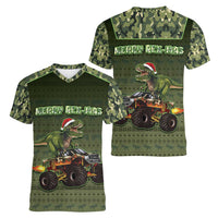 Dinosaur Christmas Women V-Neck T-Shirt Merry Rexmas - Wonder Print Shop