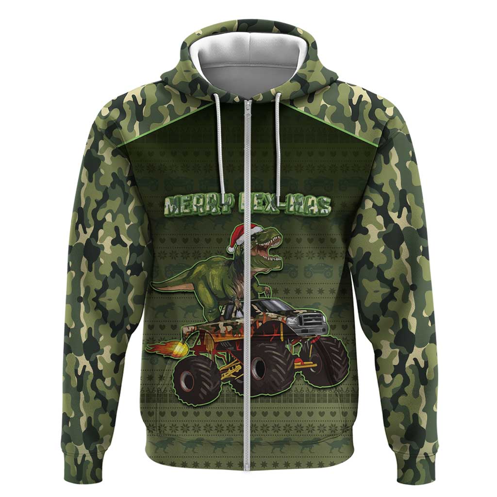 Dinosaur Christmas Zip Hoodie Merry Rexmas - Wonder Print Shop