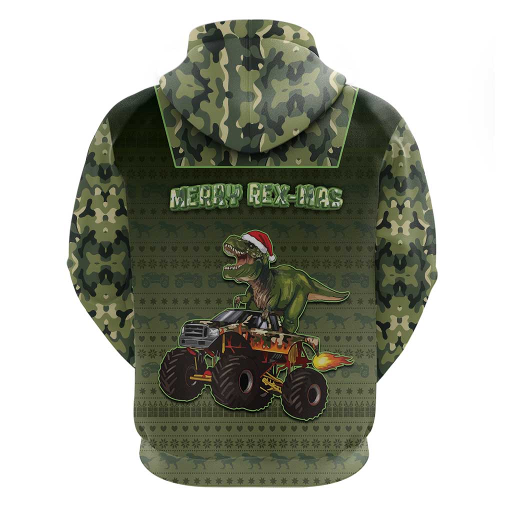 Dinosaur Christmas Zip Hoodie Merry Rexmas - Wonder Print Shop