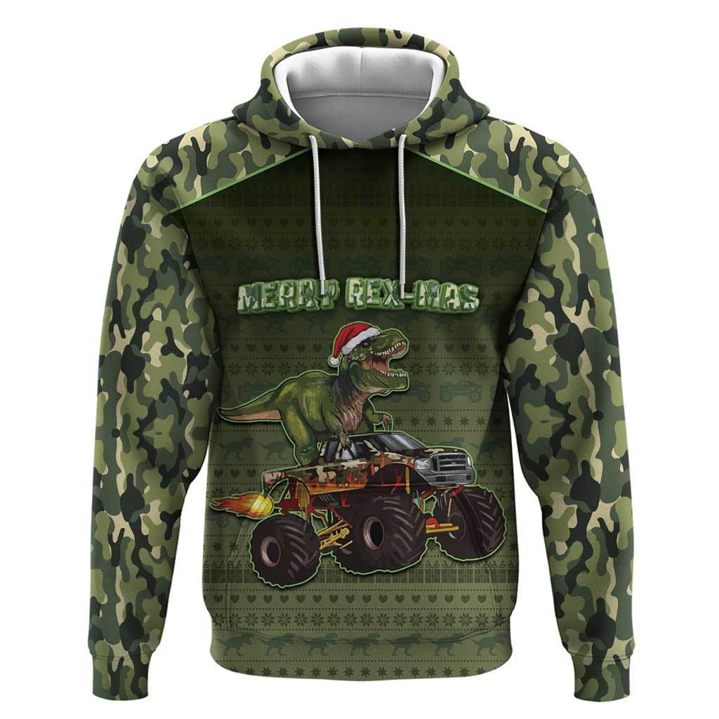 Dinosaur Christmas Zip Hoodie Merry Rexmas - Wonder Print Shop
