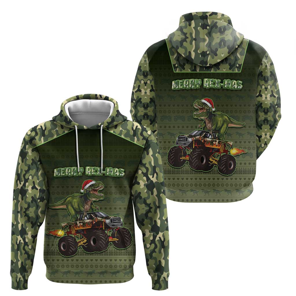 Dinosaur Christmas Zip Hoodie Merry Rexmas - Wonder Print Shop