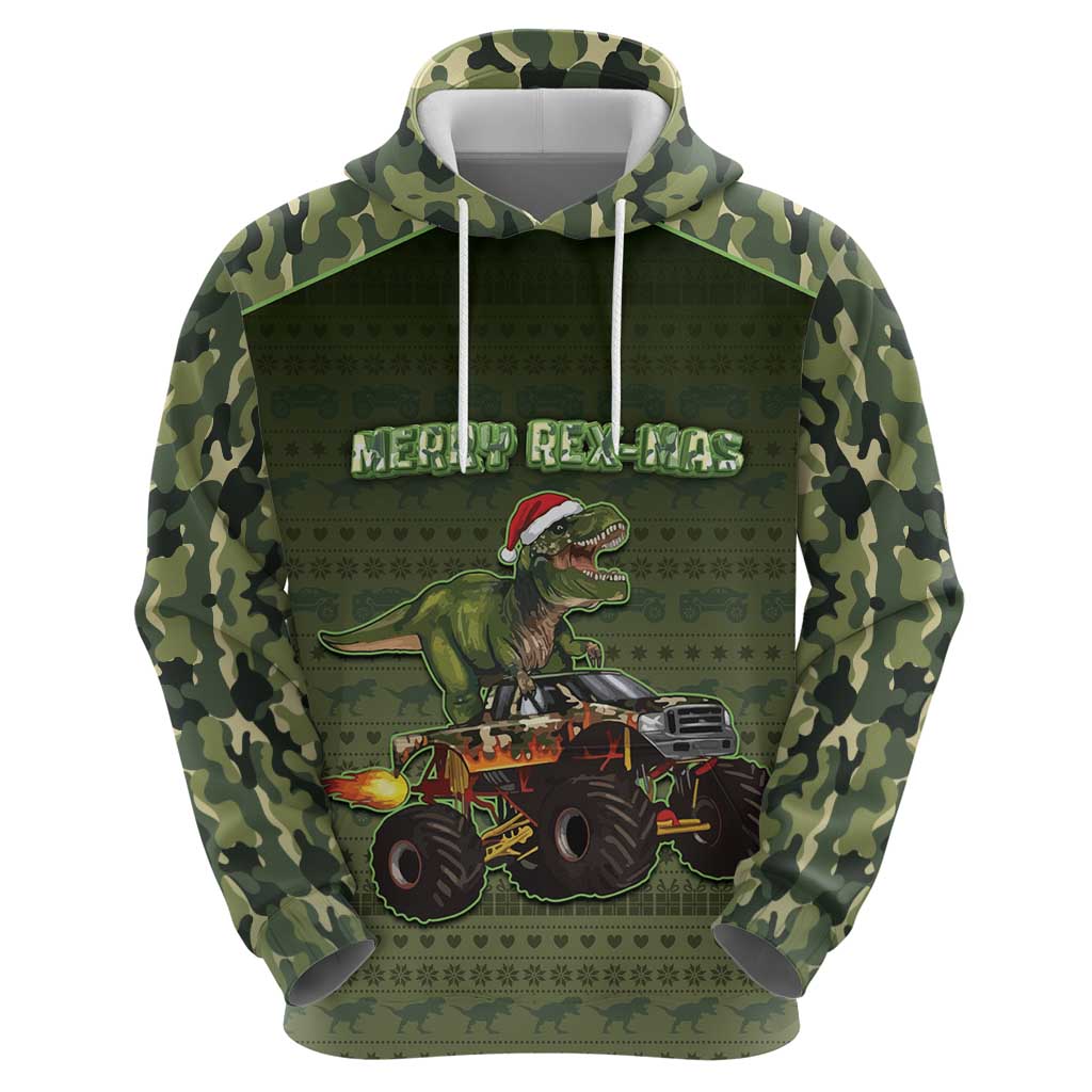 Dinosaur Christmas Zip Hoodie Merry Rexmas - Wonder Print Shop
