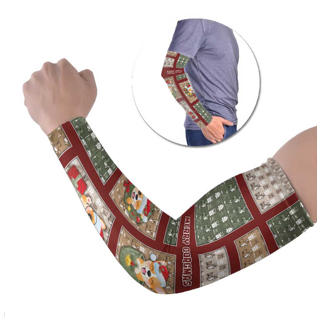 Personalized Corgi Christmas Arm Sleeves Merry Corgmas - Wonder Print Shop