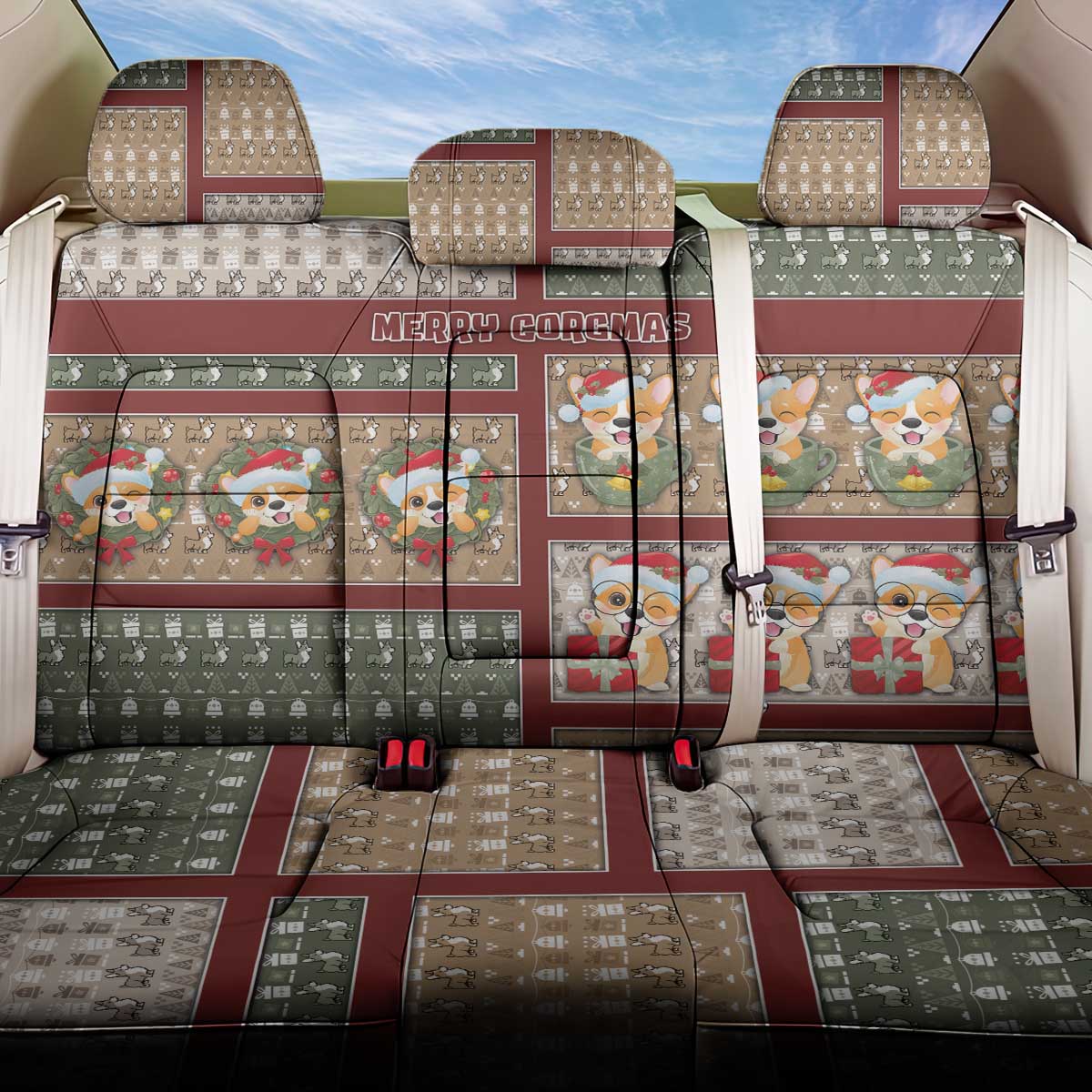 Corgi Christmas Back Car Seat Cover Merry Corgmas - Wonder Print Shop