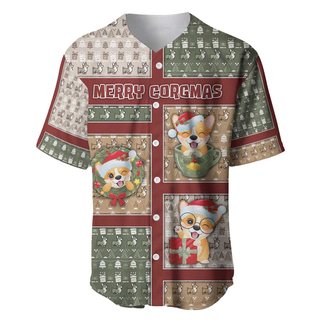 Personalized Corgi Christmas Baseball Jersey Merry Corgmas - Wonder Print Shop