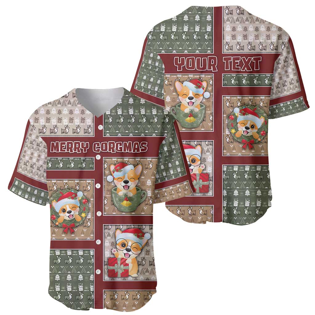Personalized Corgi Christmas Baseball Jersey Merry Corgmas - Wonder Print Shop