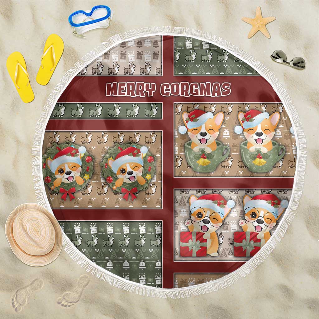 Corgi Christmas Beach Blanket Merry Corgmas - Wonder Print Shop