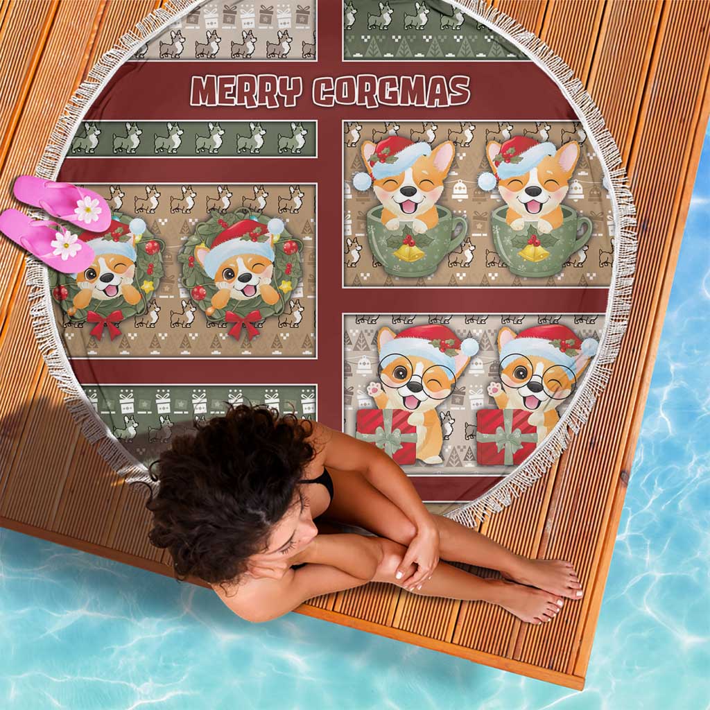 Corgi Christmas Beach Blanket Merry Corgmas - Wonder Print Shop