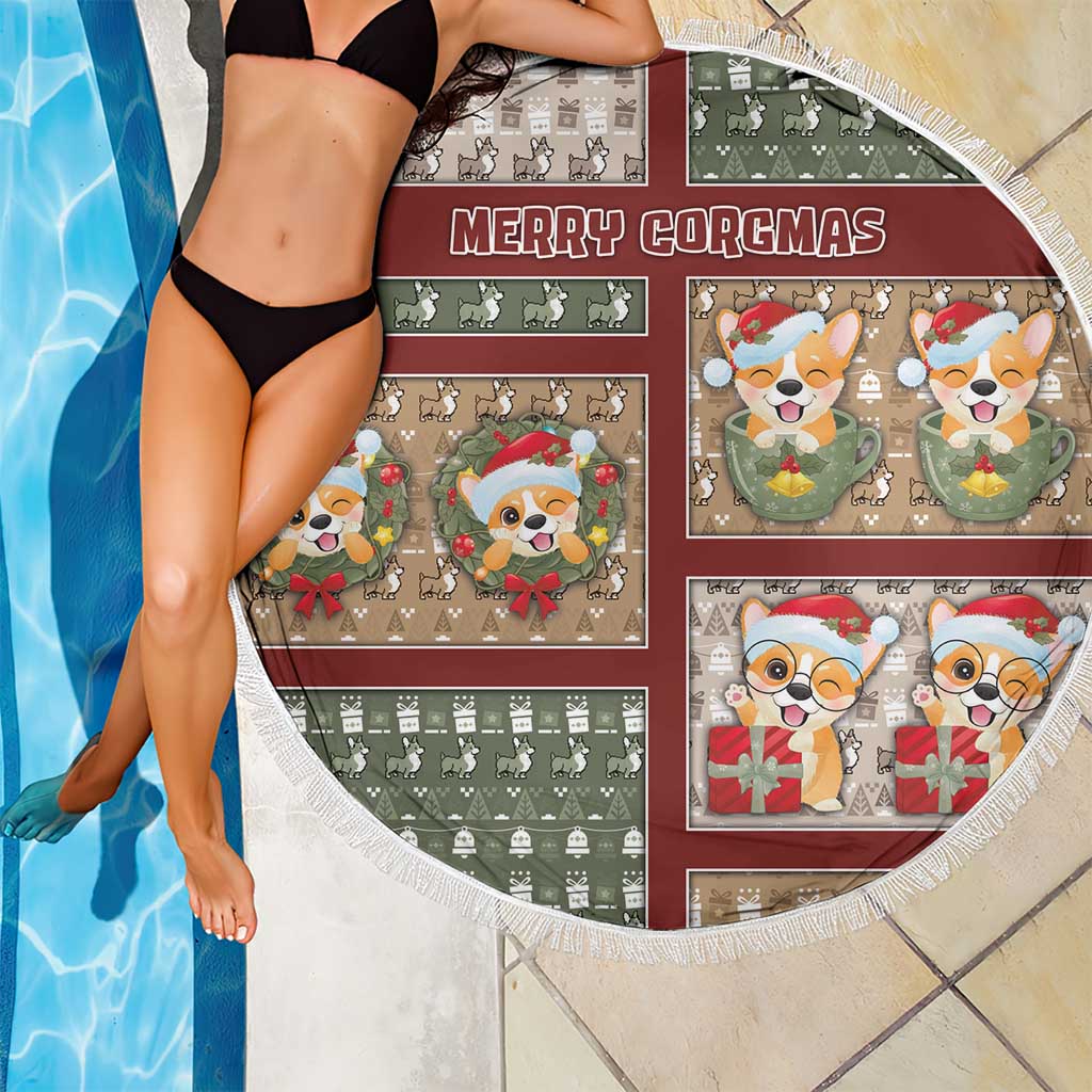 Corgi Christmas Beach Blanket Merry Corgmas - Wonder Print Shop