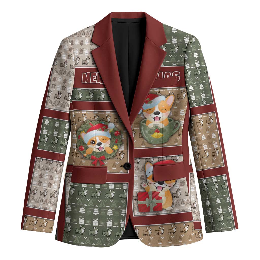 Personalized Corgi Christmas Blazer Merry Corgmas - Wonder Print Shop