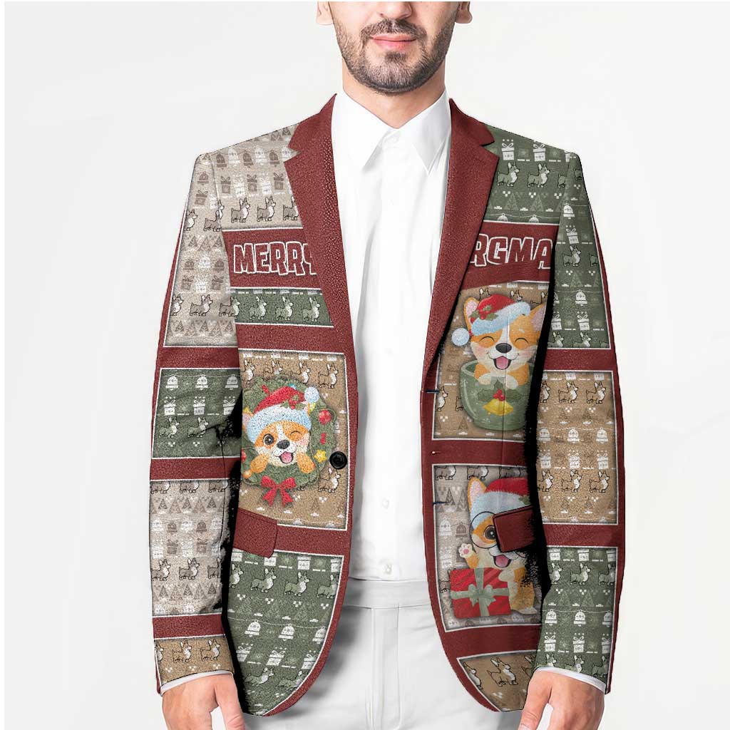 Personalized Corgi Christmas Blazer Merry Corgmas - Wonder Print Shop