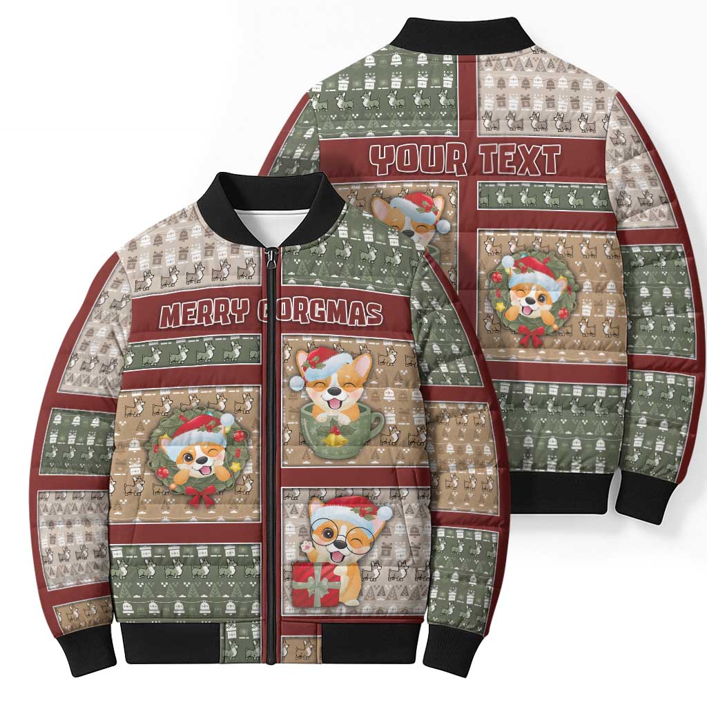 Personalized Corgi Christmas Bomber Puffer Jacket Merry Corgmas - Wonder Print Shop
