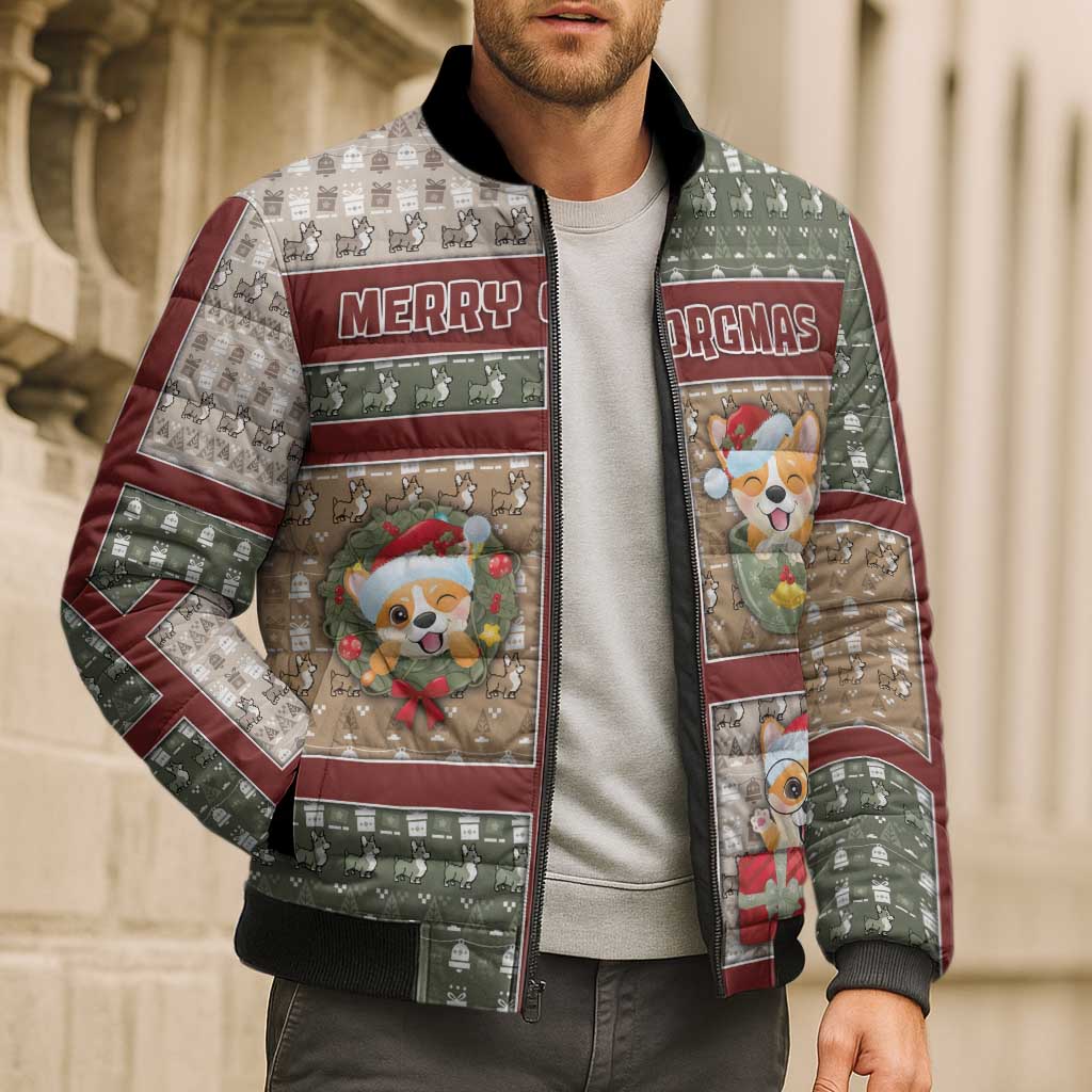 Personalized Corgi Christmas Bomber Puffer Jacket Merry Corgmas - Wonder Print Shop
