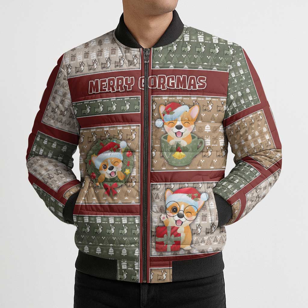 Personalized Corgi Christmas Bomber Puffer Jacket Merry Corgmas - Wonder Print Shop