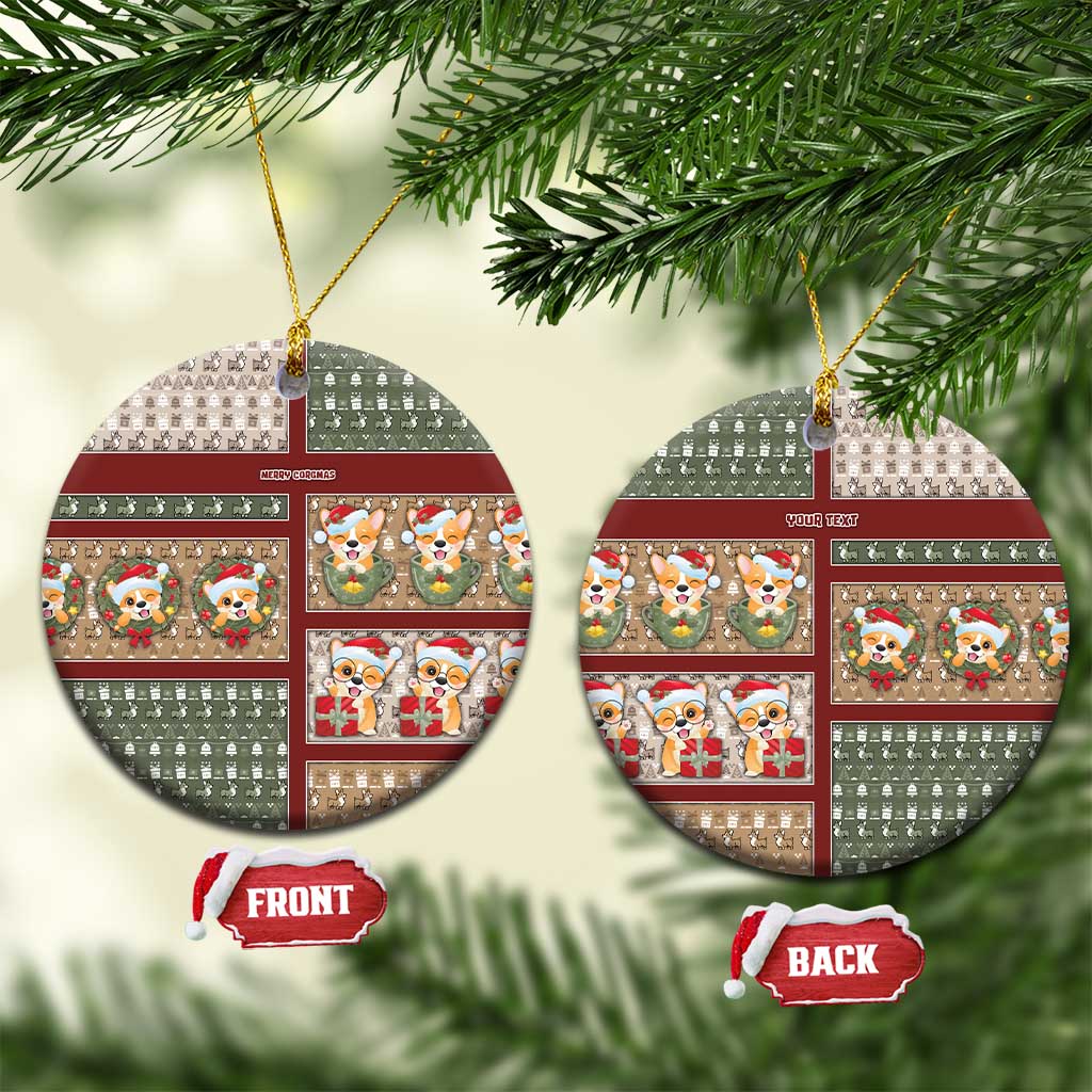 Personalized Corgi Christmas Ceramic Ornament Merry Corgmas - Wonder Print Shop