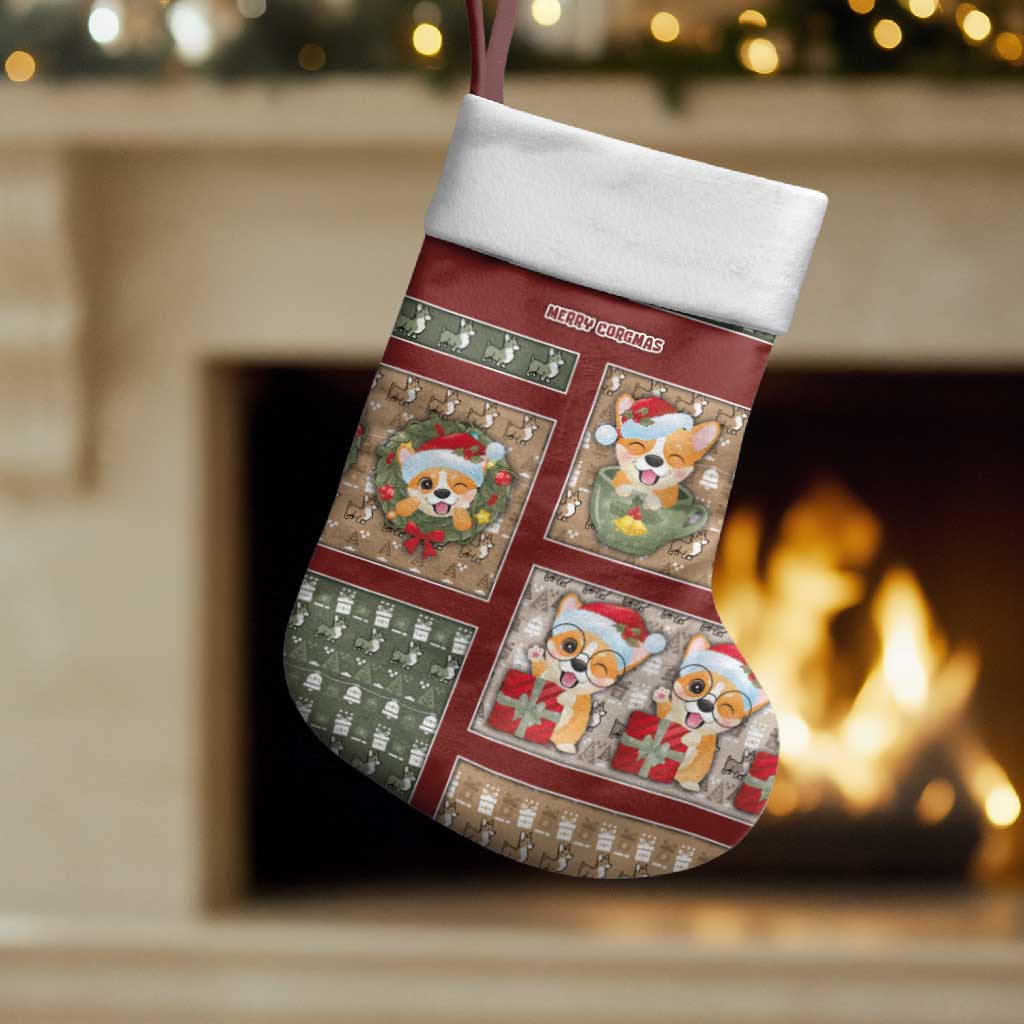 Personalized Corgi Christmas Stocking Merry Corgmas - Wonder Print Shop