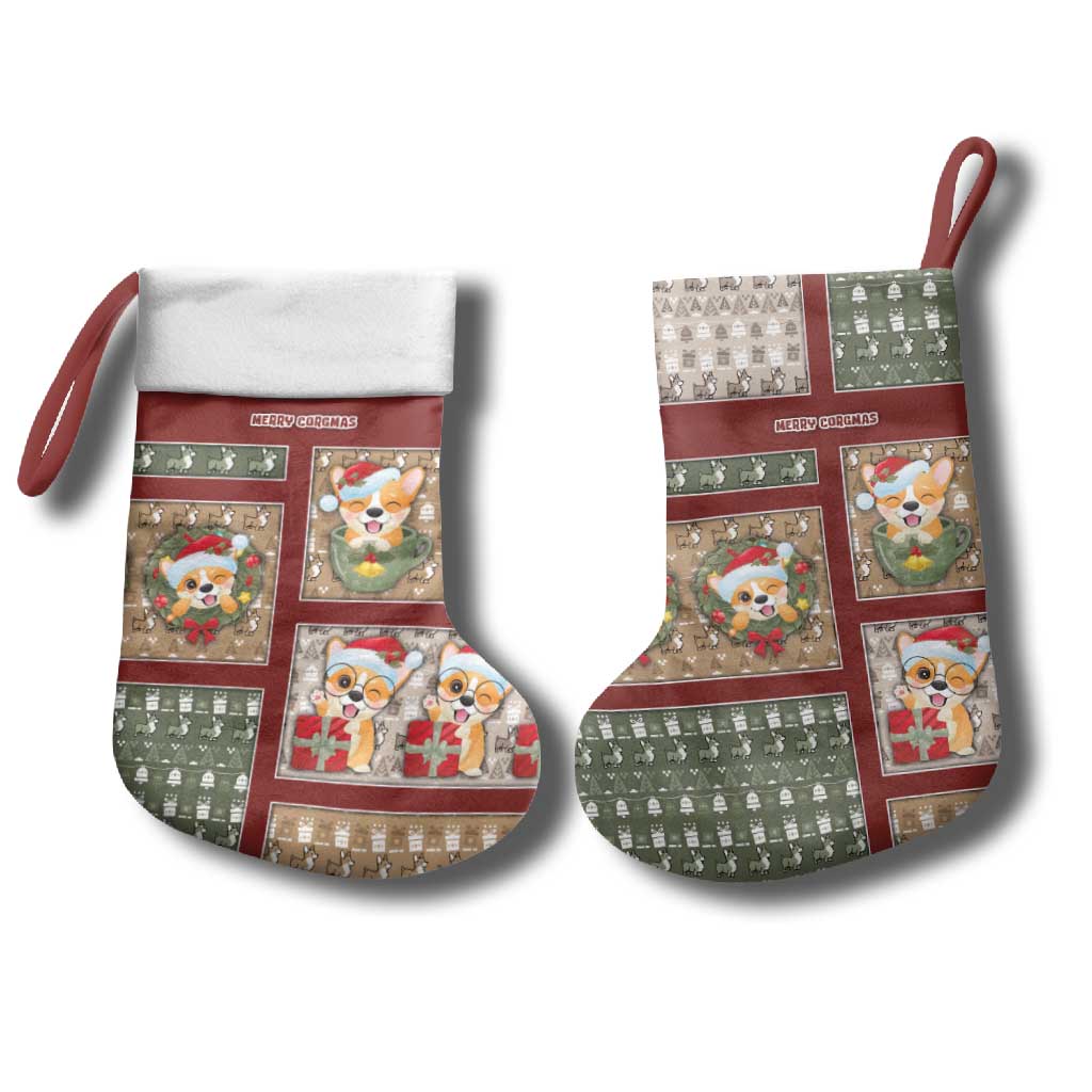 Personalized Corgi Christmas Stocking Merry Corgmas - Wonder Print Shop