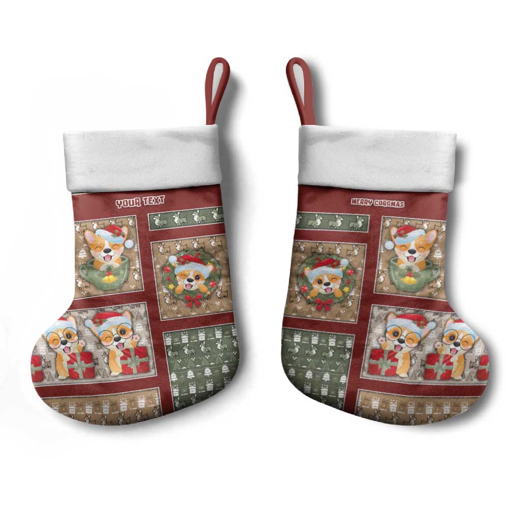 Personalized Corgi Christmas Stocking Merry Corgmas - Wonder Print Shop