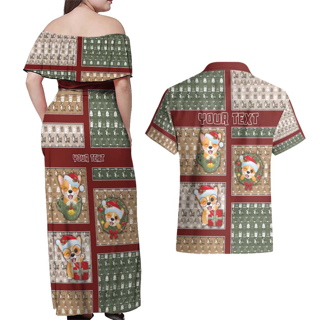 Personalized Corgi Christmas Couples Matching Off Shoulder Maxi Dress and Hawaiian Shirt Merry Corgmas - Wonder Print Shop
