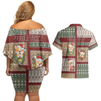 Personalized Corgi Christmas Couples Matching Off Shoulder Short Dress and Hawaiian Shirt Merry Corgmas - Wonder Print Shop