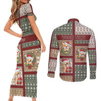 Personalized Corgi Christmas Couples Matching Short Sleeve Bodycon Dress and Long Sleeve Button Shirt Merry Corgmas - Wonder Print Shop