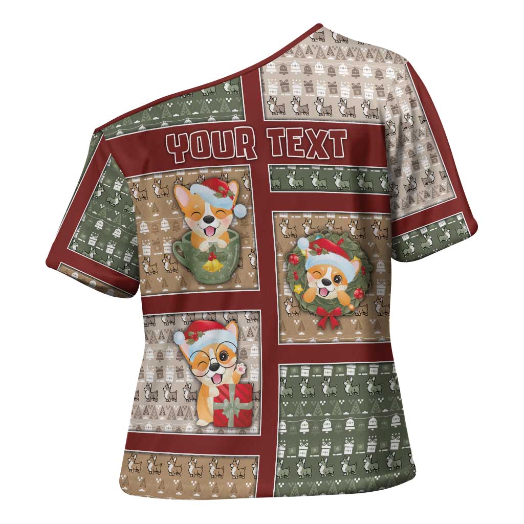 Personalized Corgi Christmas Cross Shoulder Shirt Merry Corgmas - Wonder Print Shop