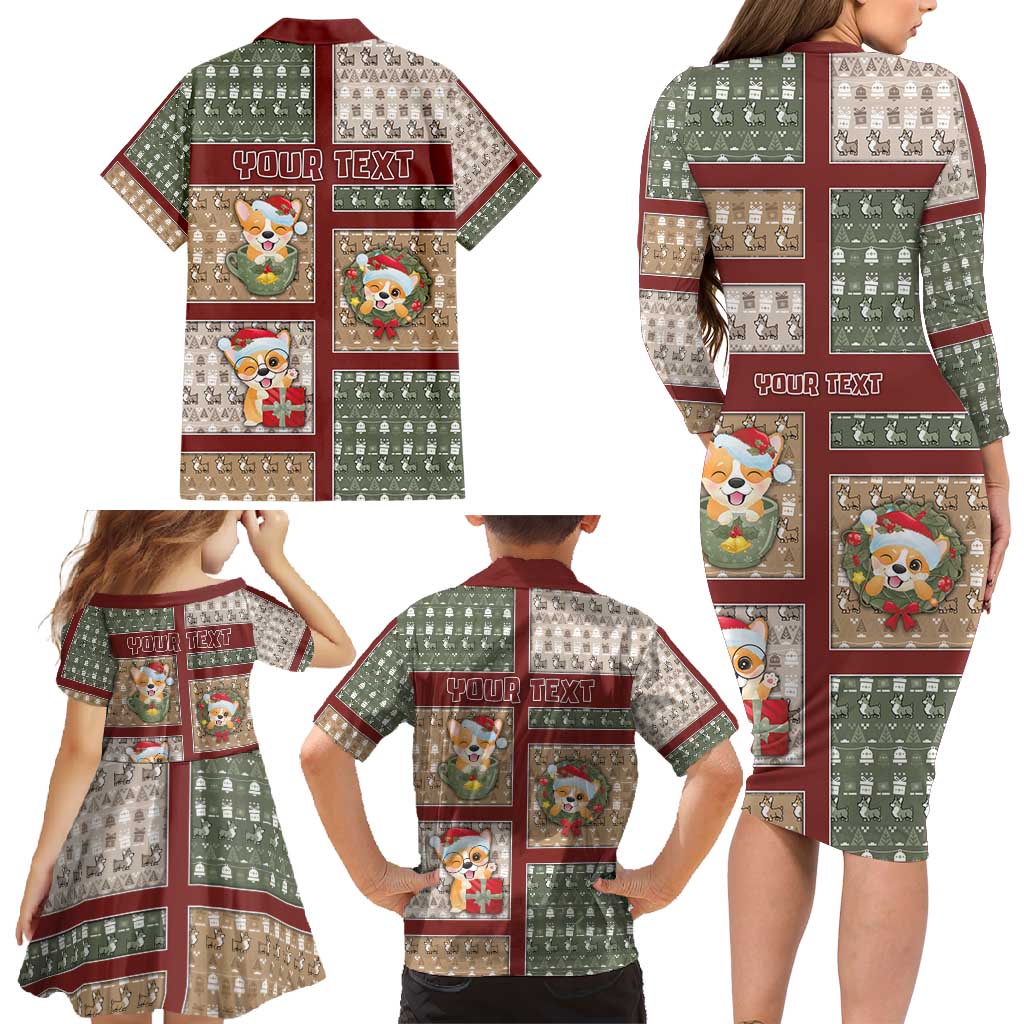 Personalized Corgi Christmas Family Matching Long Sleeve Bodycon Dress and Hawaiian Shirt Merry Corgmas - Wonder Print Shop