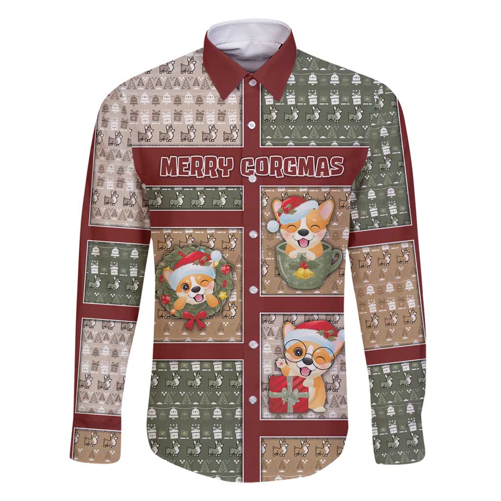 Personalized Corgi Christmas Family Matching Long Sleeve Bodycon Dress and Hawaiian Shirt Merry Corgmas - Wonder Print Shop
