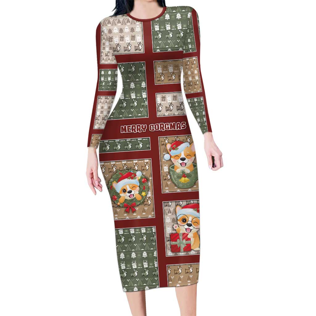 Personalized Corgi Christmas Family Matching Long Sleeve Bodycon Dress and Hawaiian Shirt Merry Corgmas - Wonder Print Shop
