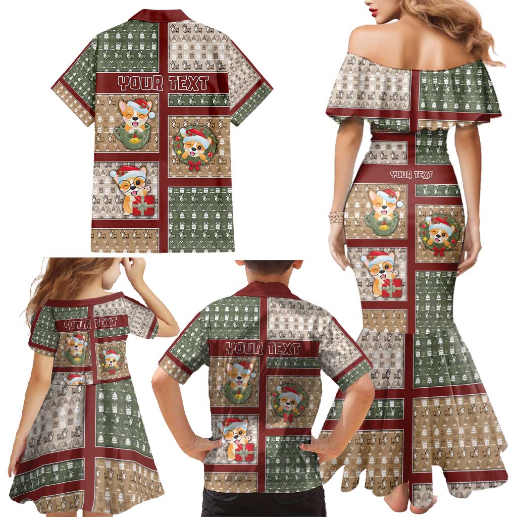 Personalized Corgi Christmas Family Matching Mermaid Dress and Hawaiian Shirt Merry Corgmas - Wonder Print Shop