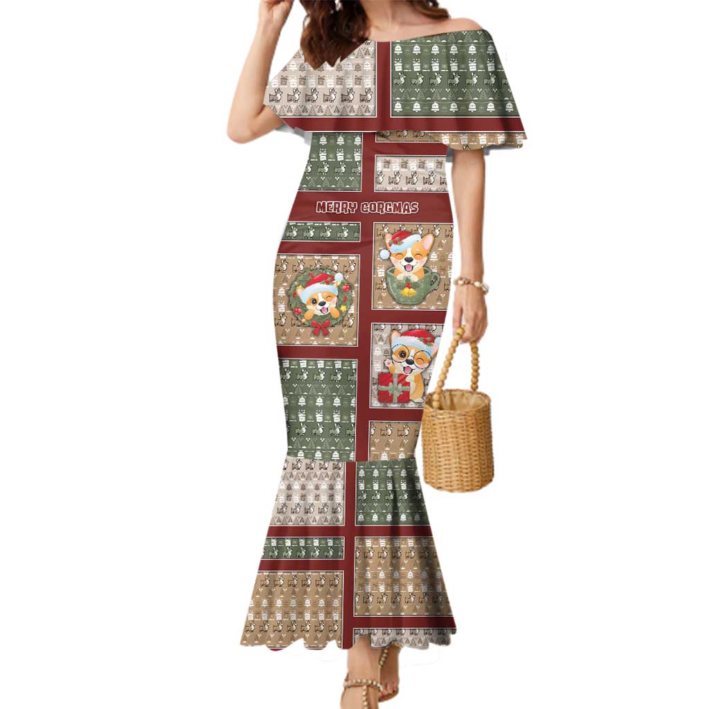 Personalized Corgi Christmas Family Matching Mermaid Dress and Hawaiian Shirt Merry Corgmas - Wonder Print Shop