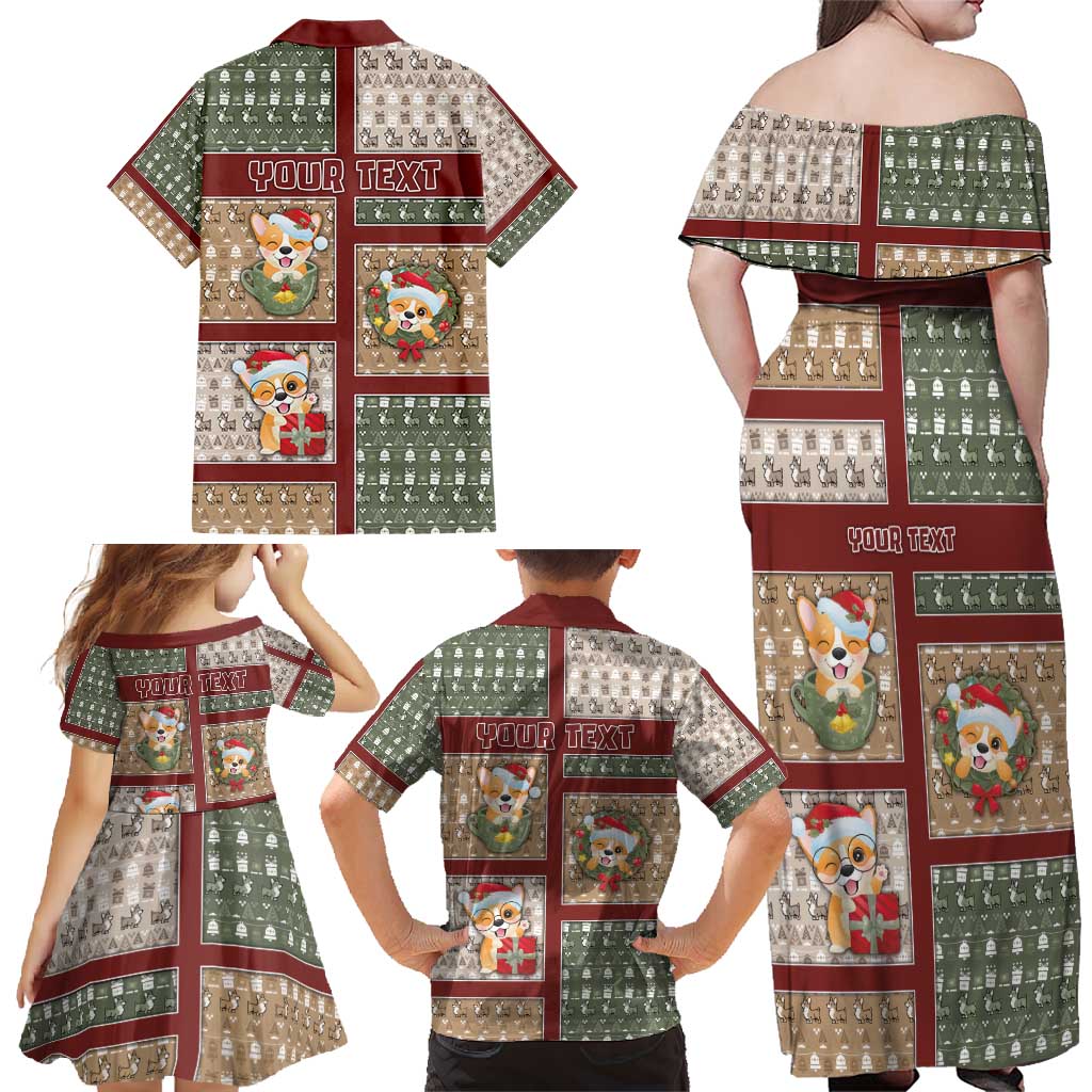 Personalized Corgi Christmas Family Matching Off Shoulder Maxi Dress and Hawaiian Shirt Merry Corgmas - Wonder Print Shop
