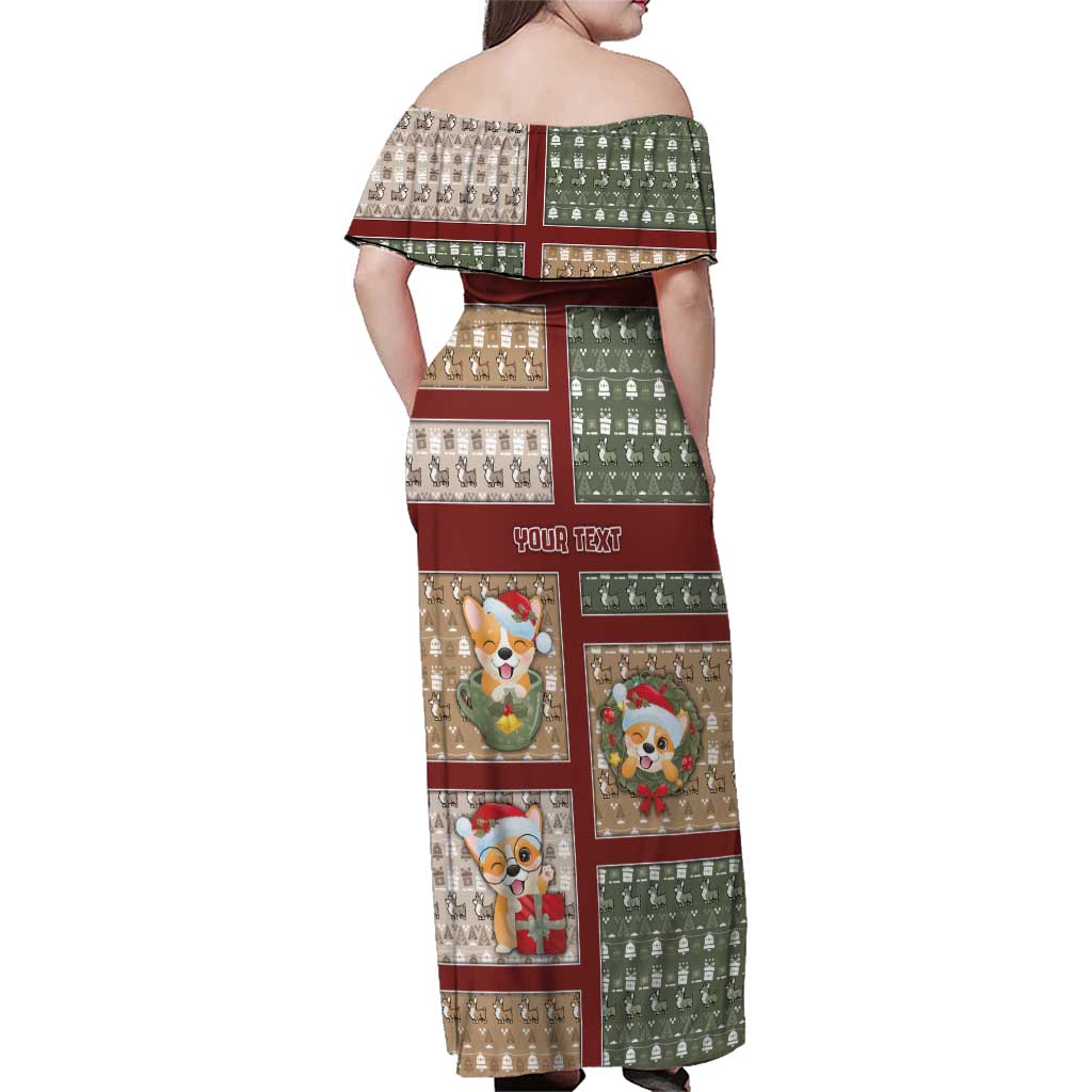Personalized Corgi Christmas Family Matching Off Shoulder Maxi Dress and Hawaiian Shirt Merry Corgmas - Wonder Print Shop