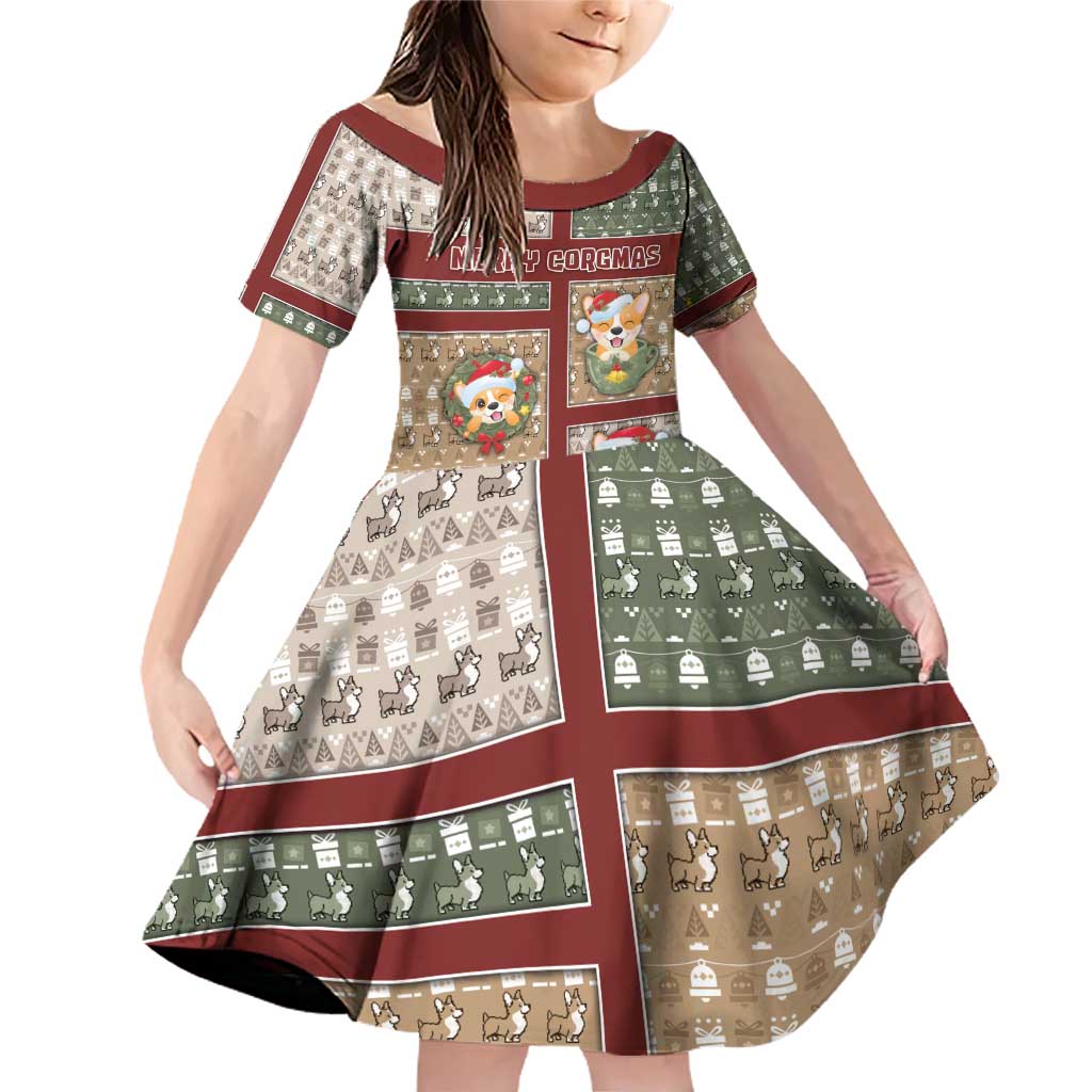 Personalized Corgi Christmas Family Matching Off Shoulder Short Dress and Hawaiian Shirt Merry Corgmas - Wonder Print Shop