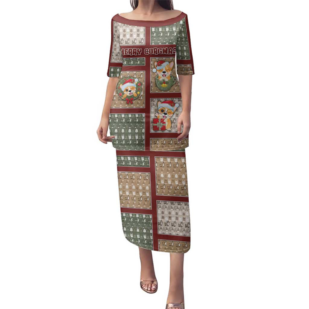 Personalized Corgi Christmas Family Matching Puletasi and Hawaiian Shirt Merry Corgmas - Wonder Print Shop